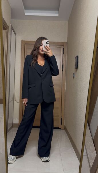 Siyah Blazer Ceket Pantolon Takım