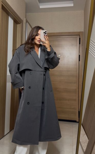 Gri Trençkot Oversize